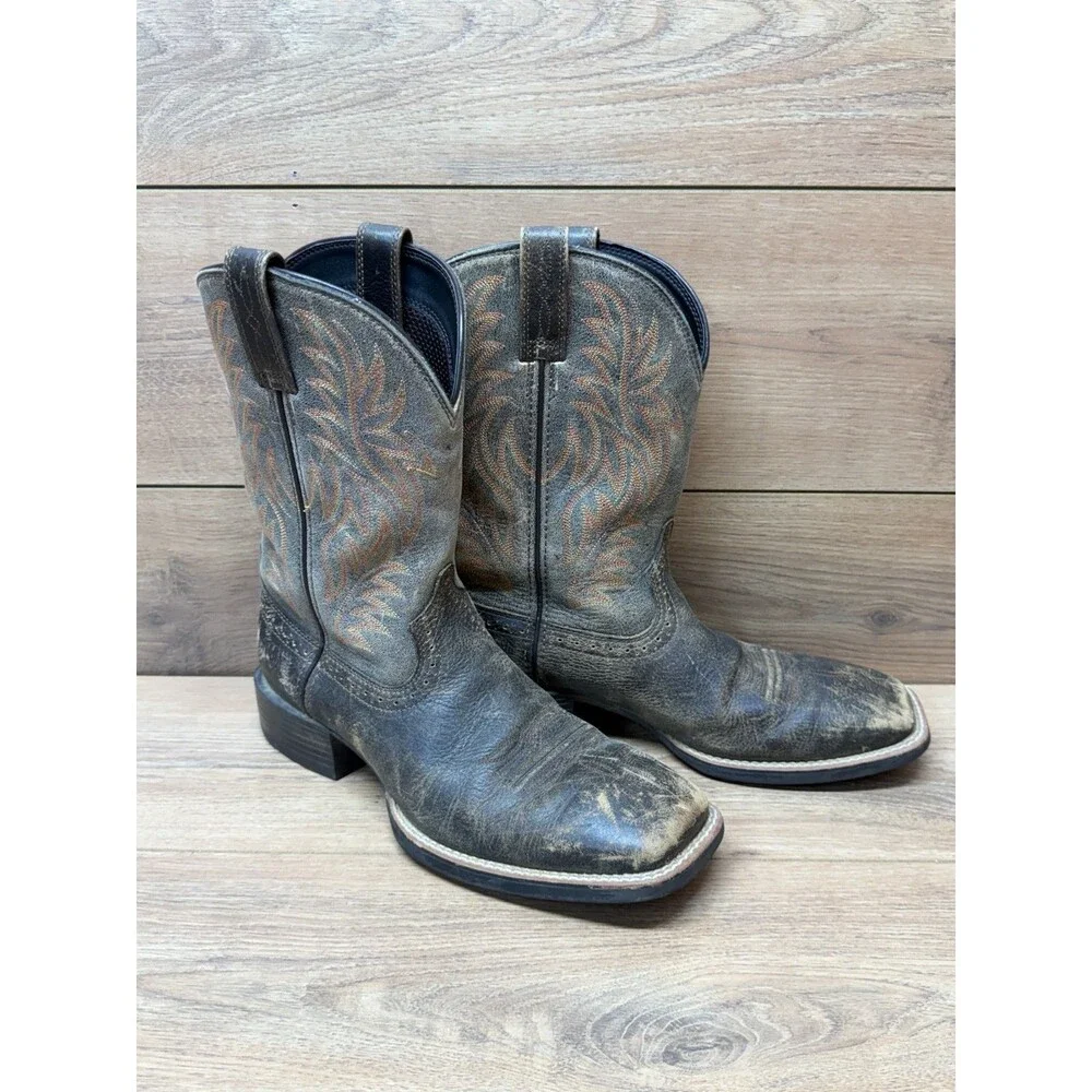 Ariat Mens Sport Square Toe Western Boots 10019958 Distressed Brooklyn Brown 9D